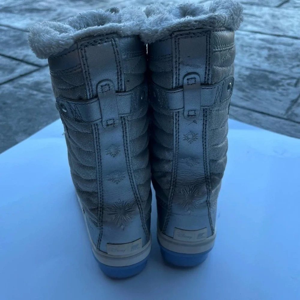 SOREL x Disney Frozen Silver Snow Boots Girls Waterproof Size 5
